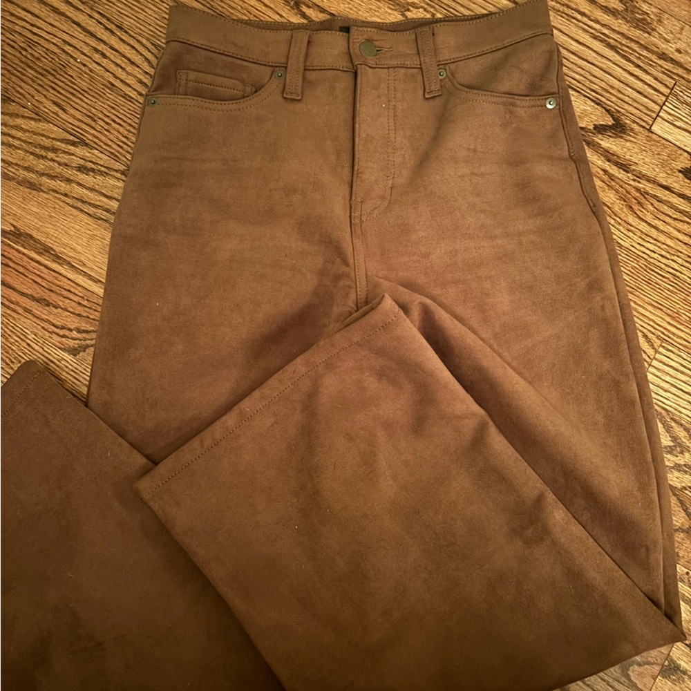 High rise wide leg faux suede pant - Picture 4 of 7
